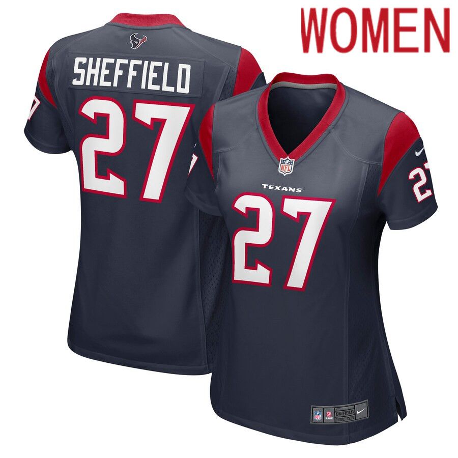 Women Houston Texans #27 Kendall Sheffield Nike Navy Player Game NFL Jersey->women nfl jersey->Women Jersey